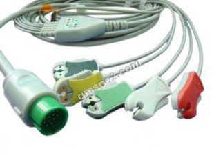 Defnyddio Spacelab un darn ECG Cable â Leadwires, â 5-arweiniol, IEC, swnio, cylch 17PIN