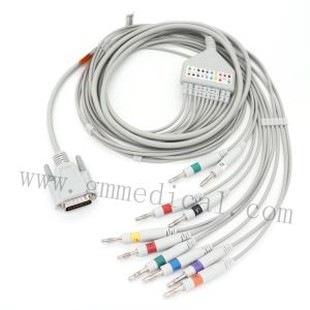 10-Lead EKG Cable Leadwires yn cyd-fynd â Nihon Kohden AHA