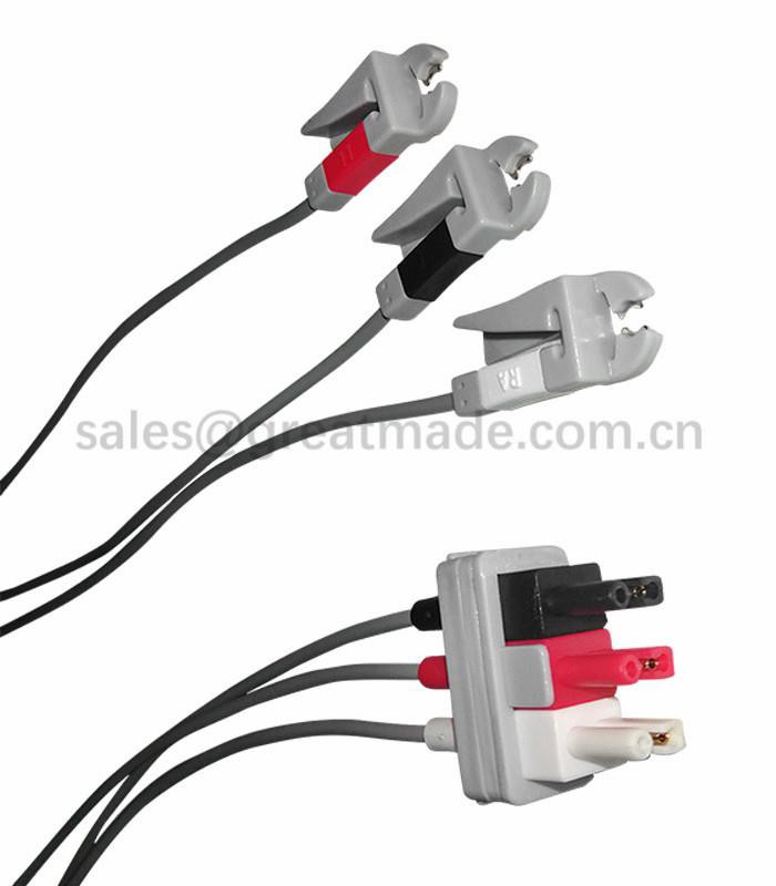 Set Arweiniol Diogel ECG M1605A Cydnaws, 3-Lead, AHA, 3tr, AA 2PIN / Snap