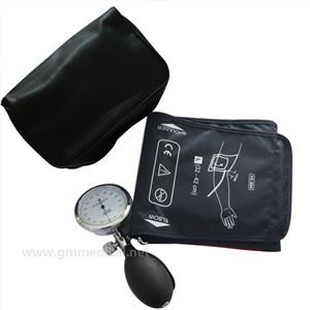 Cyff Pwysedd Gwaed Llawlyfr Oedolion Mawr, Cyffiau Tiwb Sengl Gyda Gauge Pwysedd a Bwlb Chwyddiant Glas Tywyll.