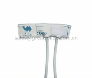 Baban newydd-anedig #2 byrfyfyr tafladwy, 4-8cm fraich gylchedd, gwyn gyda golau glas, deuol tiwb