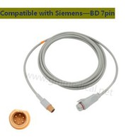 Cebl Addasydd Transducer Pwysedd Gwaed IBPInvasive Siemens, Siemens 7pin- BD-7pin Jack.