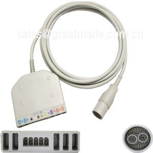 Defnyddio gyda Lohmeier 98.060.120 / Cebl Cefnffyrdd Aml-Paramedr (IBP * 2, Tymheredd * 2, 5-ECG, Spo2)